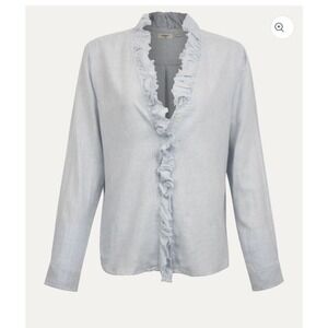 Dylan Ruffled Boho Western Long Sleeve Blue Top Women's Size Large